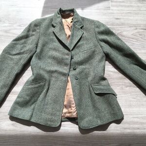Vintage Wool Riding Jacket (women, xs, green tweed)